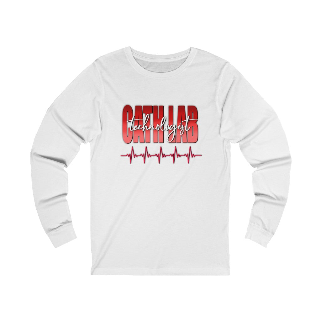 Cath Lab Technologist long sleeve tshirt. White.