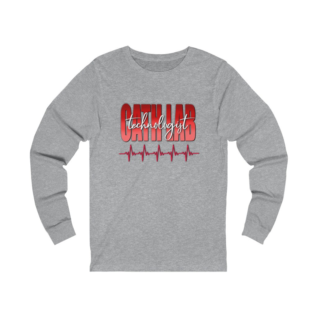 Cath Lab Technologist long sleeve tshirt. Athletic heather gray.