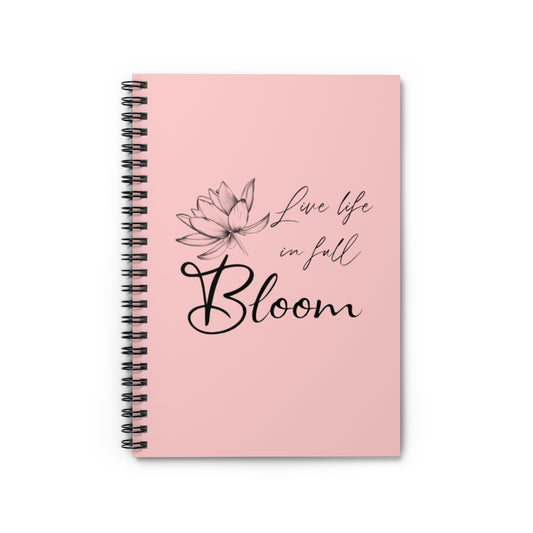 Live Life in Full Bloom Journal/Notebook. Soft Pink.