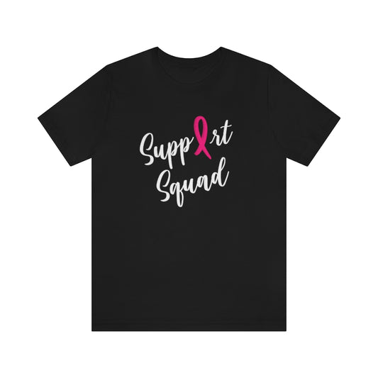 Breast Cancer Support Squad Tshirt. Black.