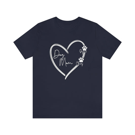 Dog Mom Heart Tshirt. Navy.