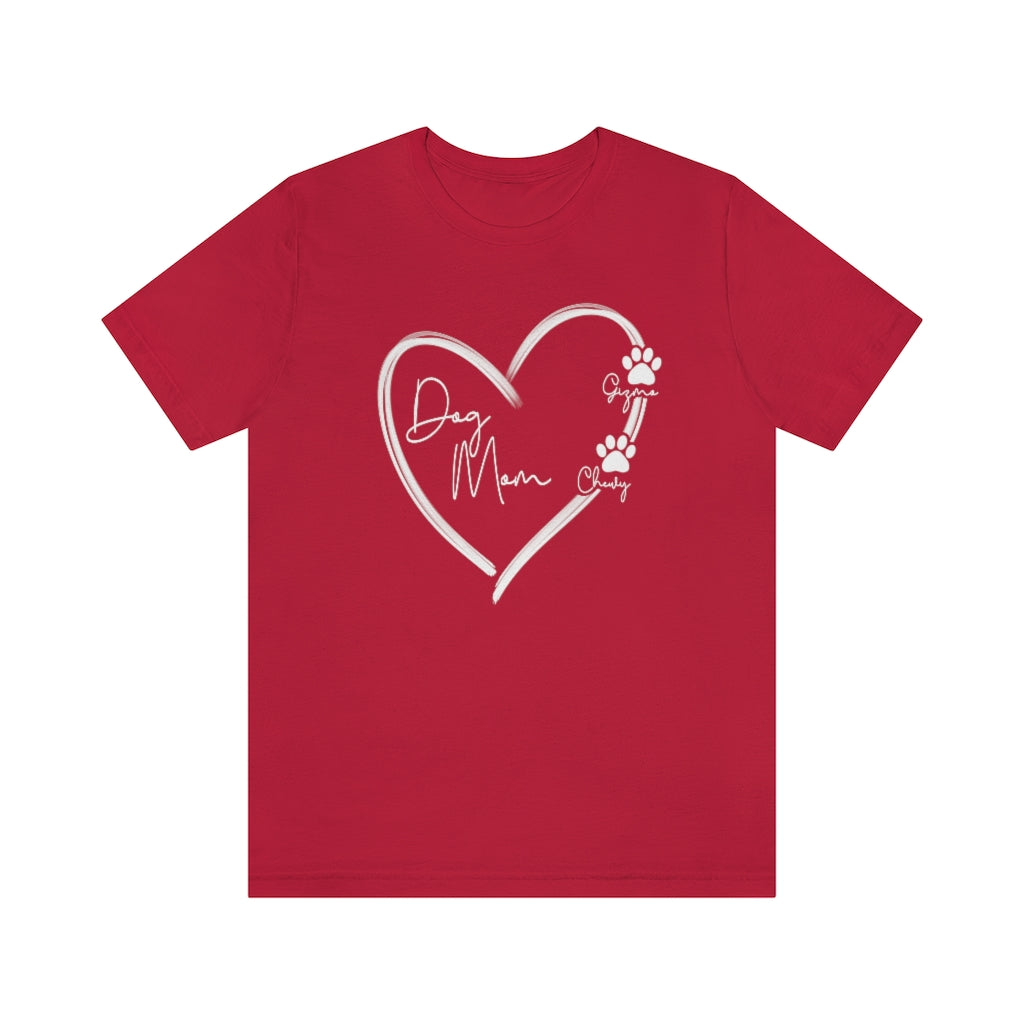 Dog Mom Heart Tshirt. Red.