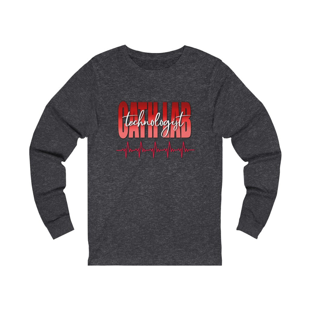 Cath Lab Technologist long sleeve tshirt. Dark Heather Gray.