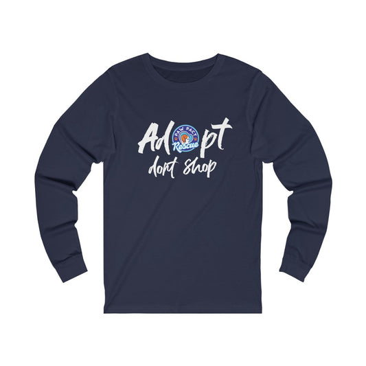 Adopt Dont Shop PawPact Rescue long sleeve tshirt. Navy.