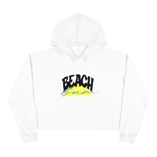 Beach Bum crop hoodie. White.