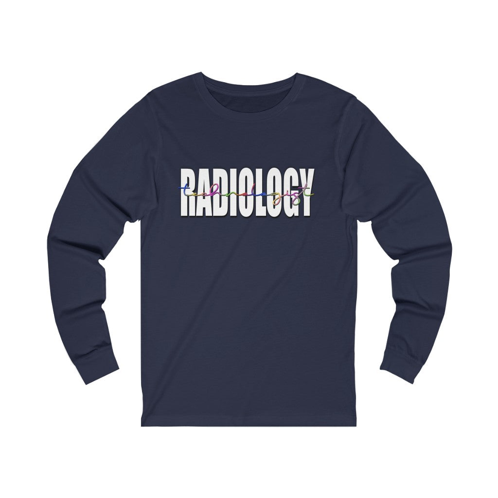 Radiology Technologist long sleeve tshirt. Navy.