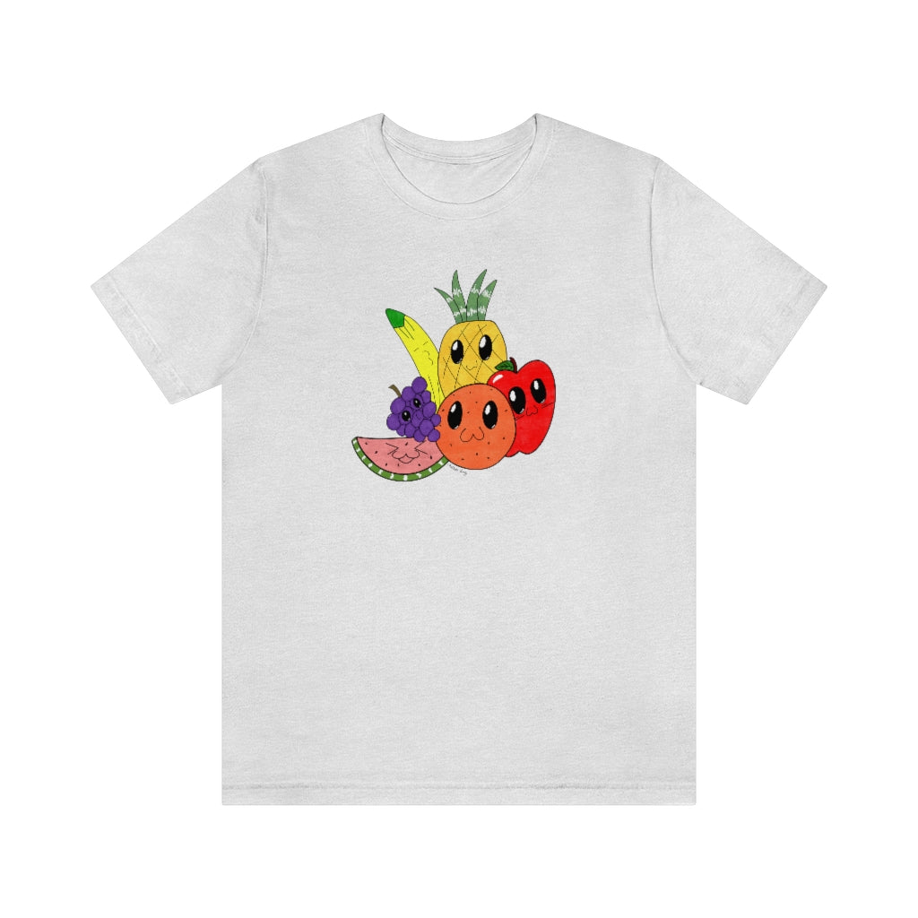 Fun Fruit Tshirt. Athletic Heather Gray.