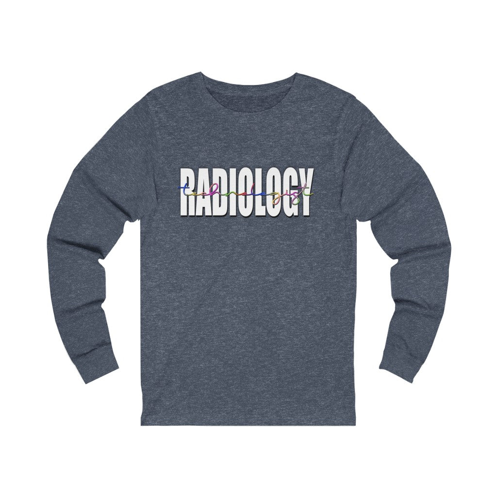 Radiology Technologist long sleeve tshirt. Heather navy.