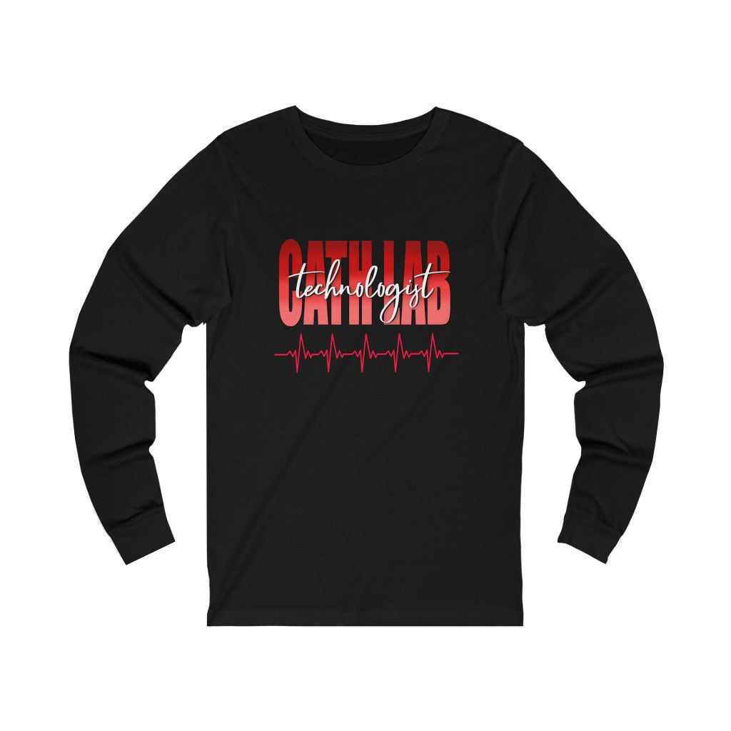 Cath Lab Technologist long sleeve tshirt. Black.