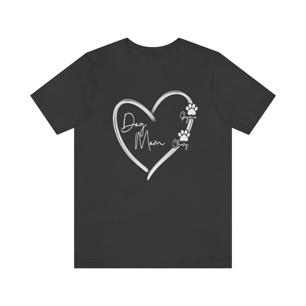 Dog Mom Heart Tshirt. Dark Gray.