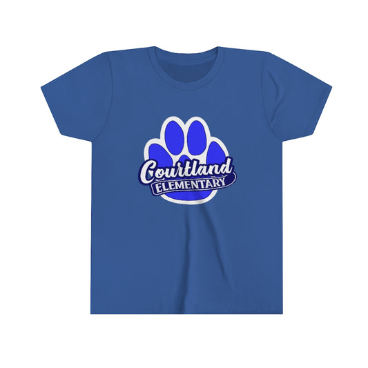 YOUTH Short Sleeve Tee | Large Courtland Paw | Blue or White